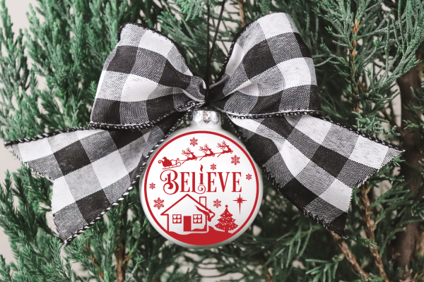 Believe Round Christmas SVG Ornament | Christmas SVG Cut Files - Image 3