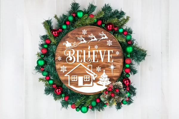 Believe Round Christmas SVG Ornament | Christmas SVG Cut Files - Image 5