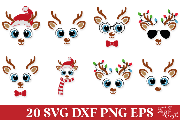 Christmas Reindeer Faces SVG Pack - Image 8