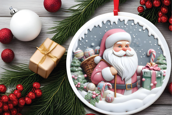 Free 3D Santa Round Christmas Ornament