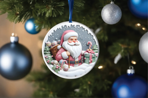 Free 3D Santa Round Christmas Ornament - Image 3