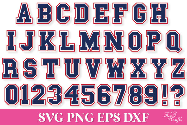 Layered Varsity SVG Alphabet with Letters and Numbers - Image 3