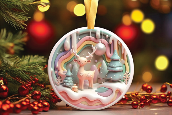 Free 3D Pastel Christmas Reindeer Ornament PNG