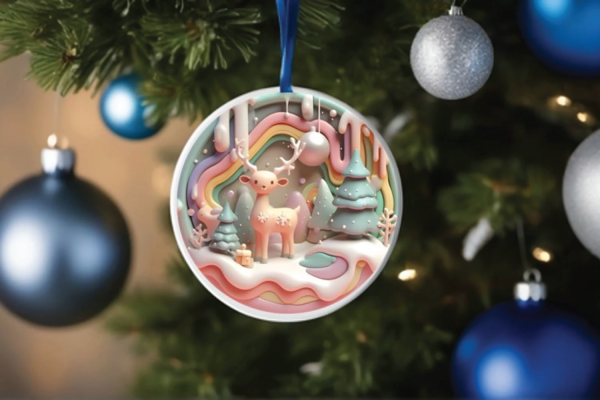 Free 3D Pastel Christmas Reindeer Ornament PNG - Image 2