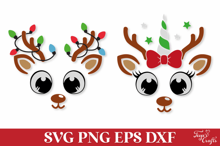 Free Christmas Reindeer Faces SVG Files