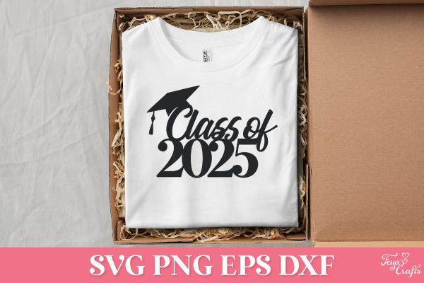 Free Class of 2025 SVG Cake Topper. Available also in PNG, EPS and DXF file formats. Perfect for Cricut and Silhouette machines, or Sublimation printers.