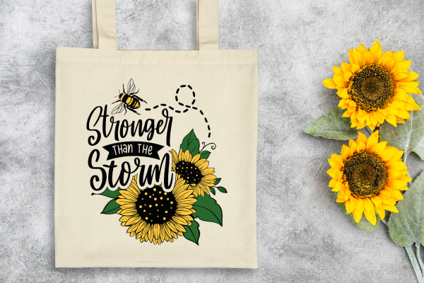 Stronger Than the Storm Sunflower SVG Quote Preview