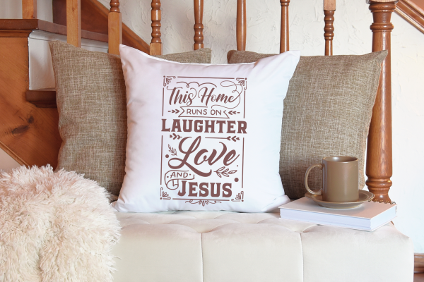 Free This Home Runs on Laughter Love and Jesus SVG Quote