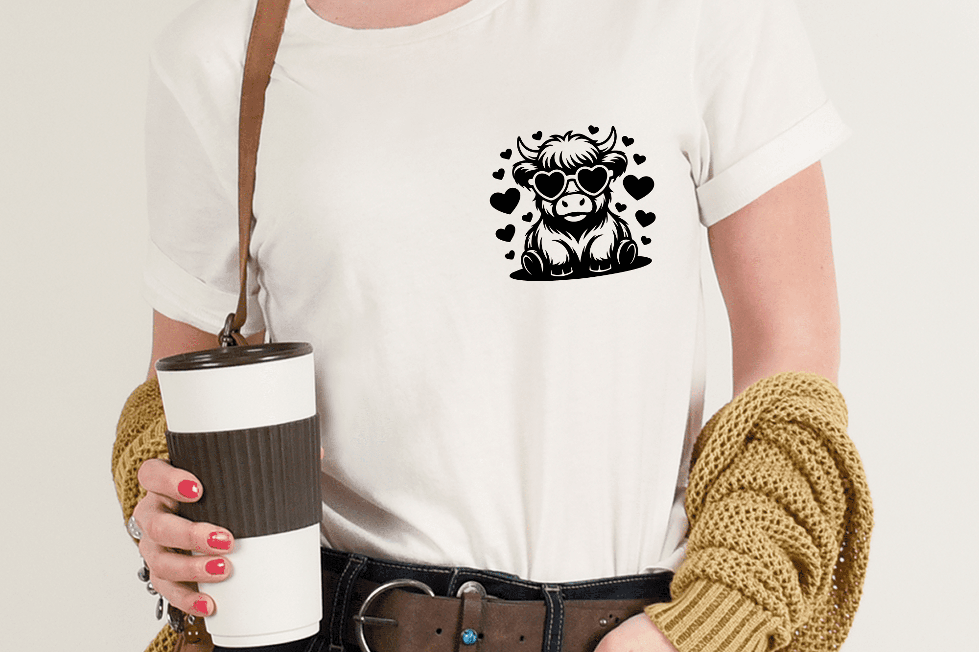 Free Love Highland Cow with Heart Glasses - Image 2