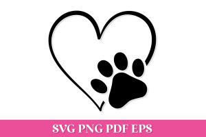 Free Love Dog Paw Print SVG Cut File