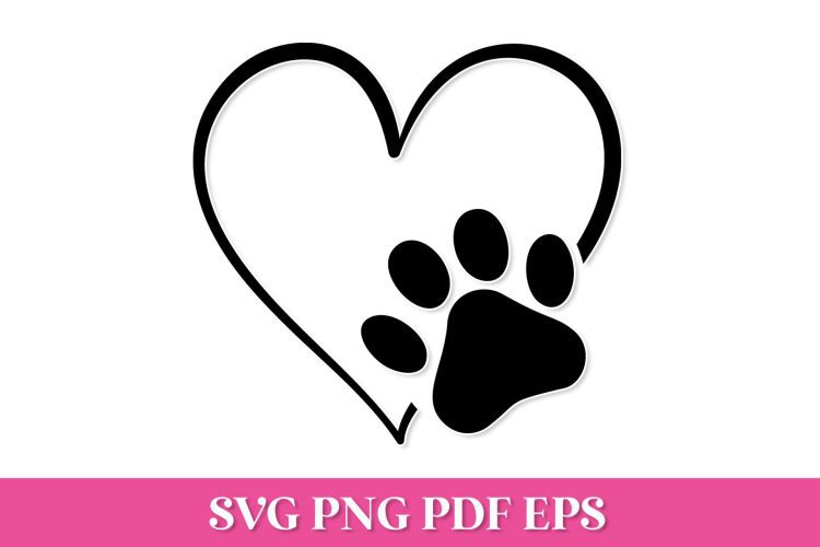 Free Love Dog Paw Print SVG Cut File