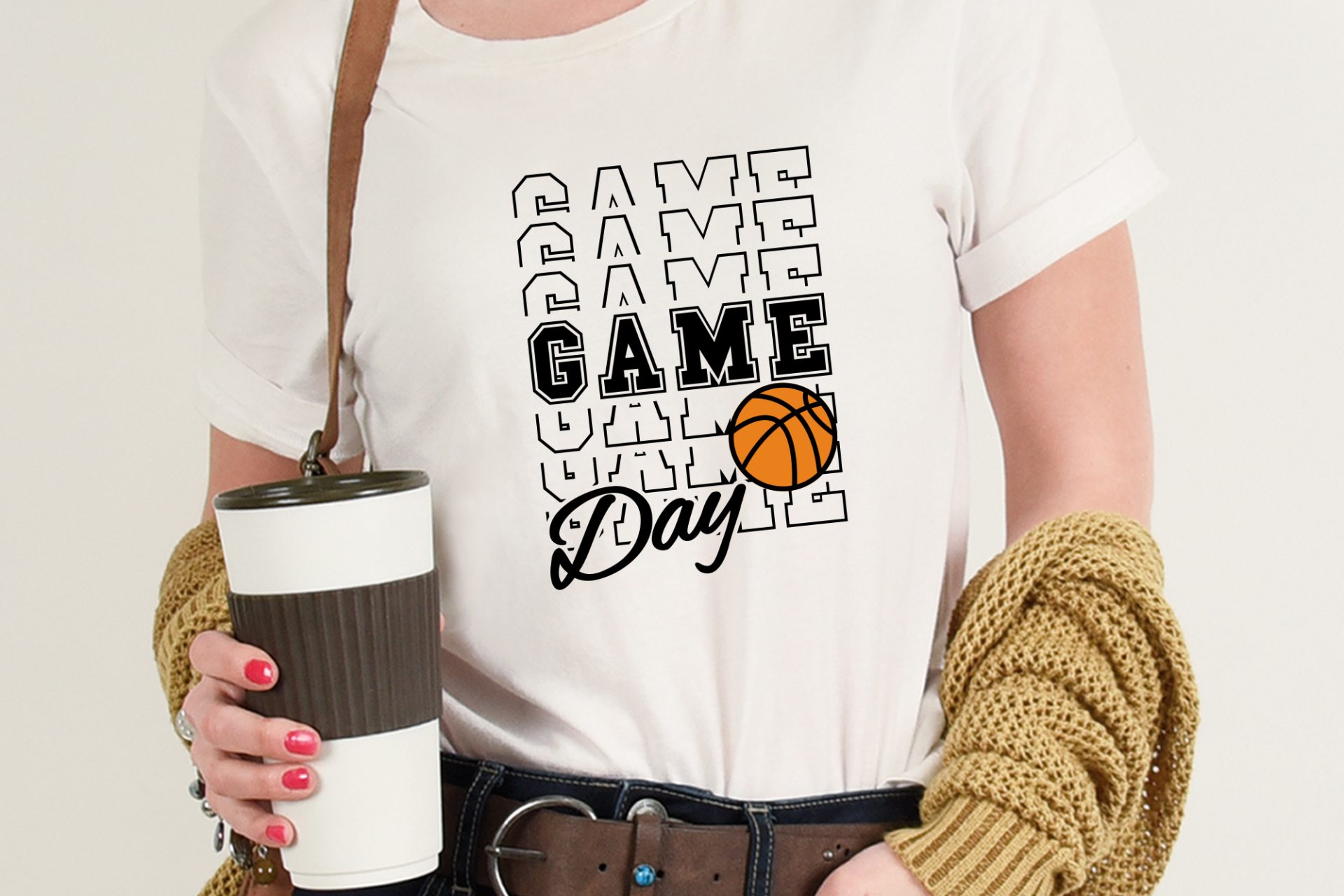 Free Game Day Stacked Basketball SVG Quote
