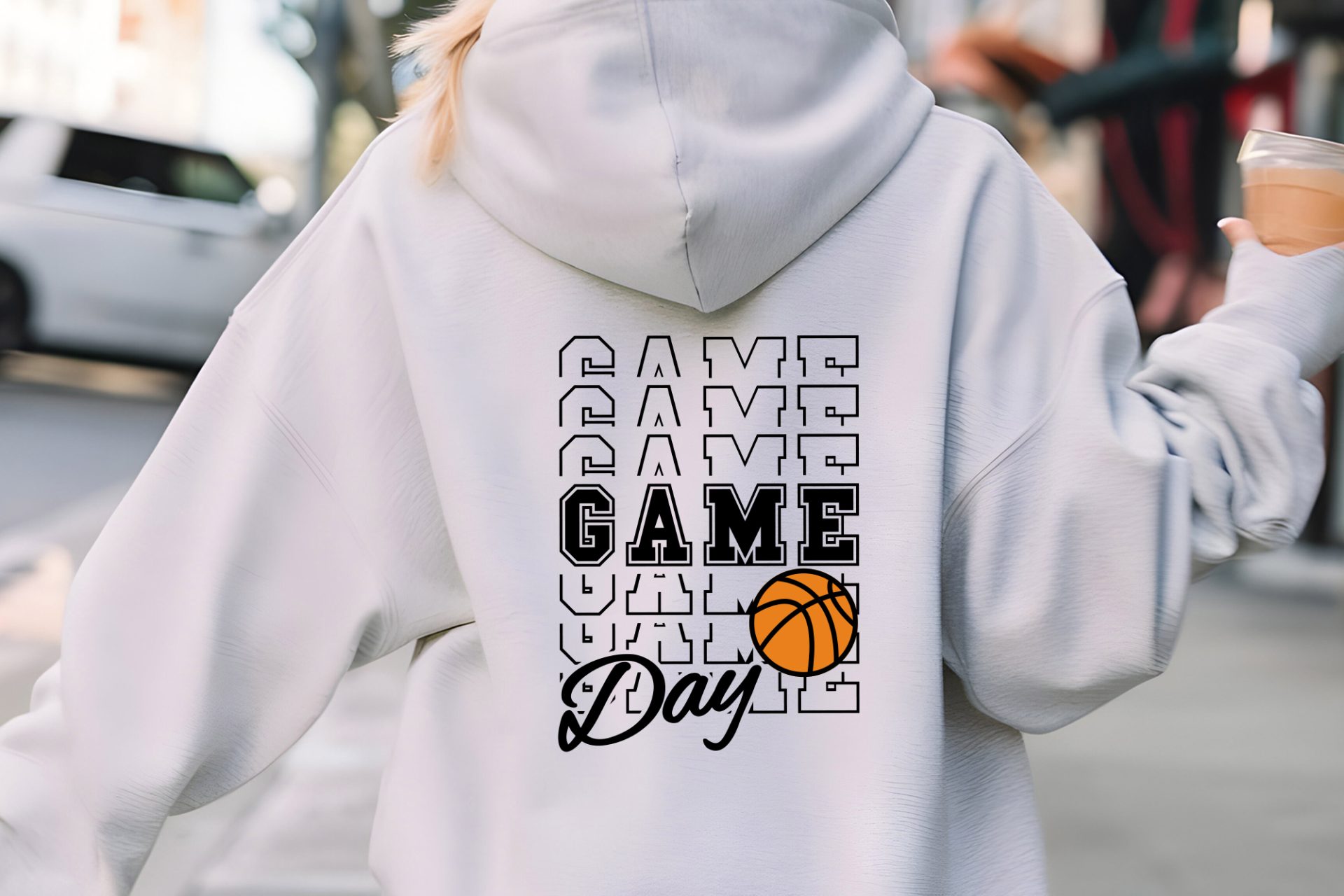 Free Game Day Stacked Basketball SVG Quote